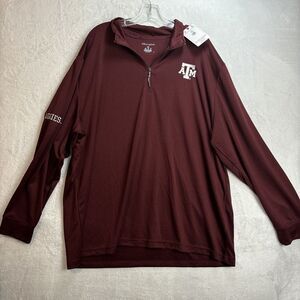 Texas A&M 1/4 Zip Pullover Mens 2XL Champion Golf Mock Neck Maroon Long Sleeve
